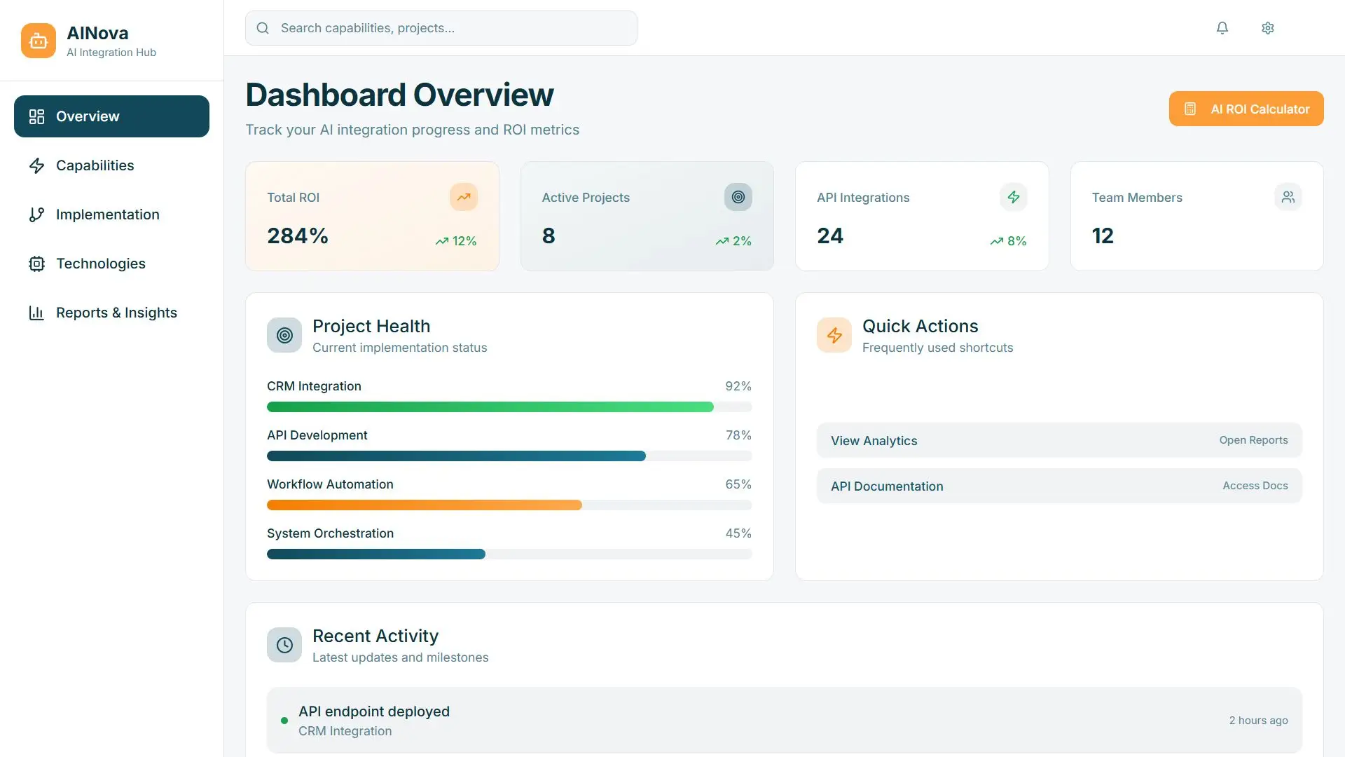 AI Integration & Custom API Development - Dashboard