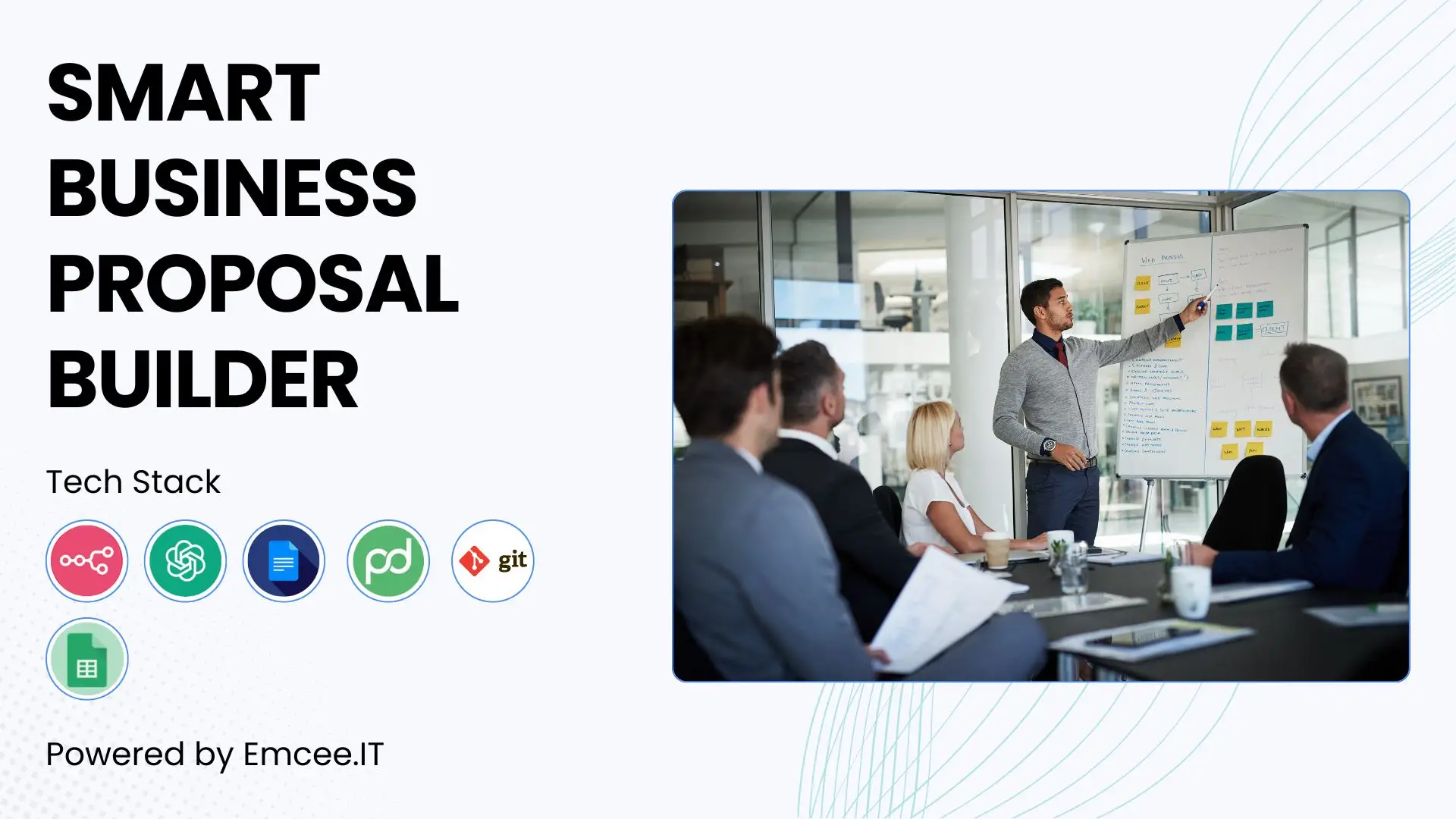 Smart business proposal builder interface showing AI-generated proposal workflow